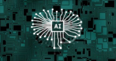 AI Digital Processor Over Moving Shapes - Download Free Stock Images Pikwizard.com