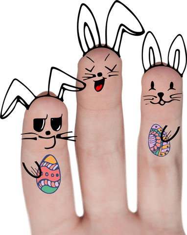 transparent fingertip bunnies celebrating easter with painted eggs - Download Free Stock Videos Pikwizard.com