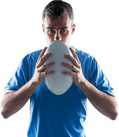 Rugby Player Holding Ball Against Clear Background - Download Free Stock Videos Pikwizard.com