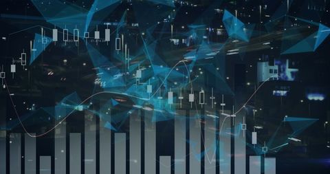 Futuristic Finance Visualization with 3D Elements and Cityscape - Download Free Stock Images Pikwizard.com
