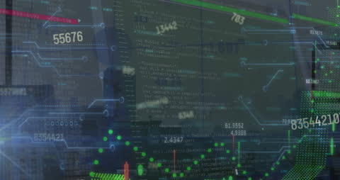 Digital Data Processing Overlays Night Cityscape