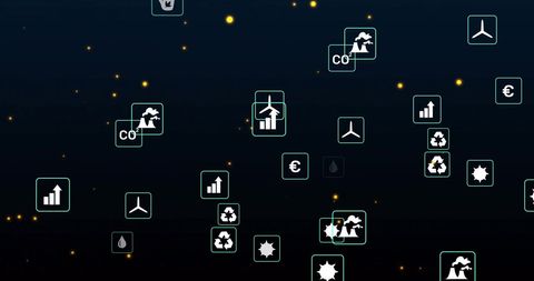 Sustainability and Renewable Energy Icons Against Dark Background - Download Free Stock Images Pikwizard.com