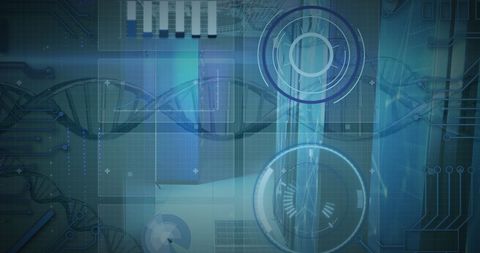 Futuristic Digital Interface with DNA and Data Analytics - Download Free Stock Images Pikwizard.com