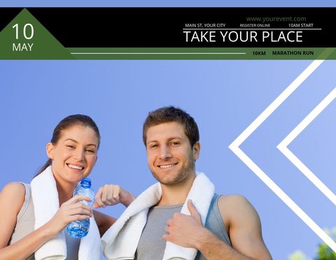 energetic couple ready for marathon event in sportswear - Download Free Stock Templates Pikwizard.com