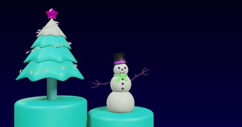 Festive Christmas Scene with Spinning Tree and Snowman - Download Free Stock Images Pikwizard.com