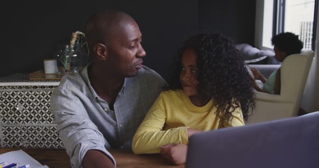 Father and Daughter Bonding Over Laptop at Home - Download Free Stock Images Pikwizard.com