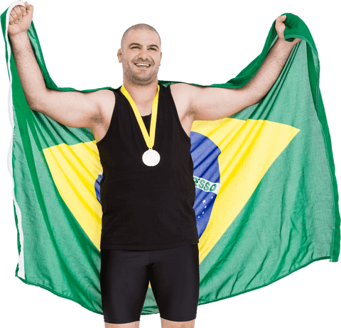 triumphant athlete holding brazilian flag with medal on transparent background - Download Free Stock Videos Pikwizard.com