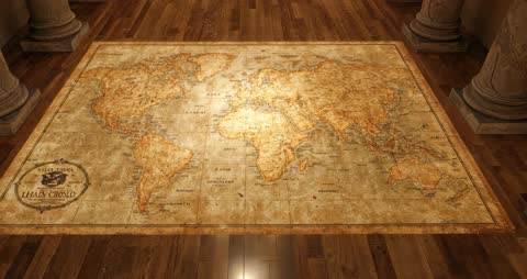 Streamed View of Antique World Map with Historic Charm