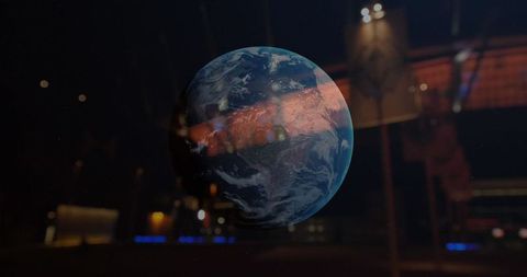 Holographic Earth Projection in Futuristic Control Room