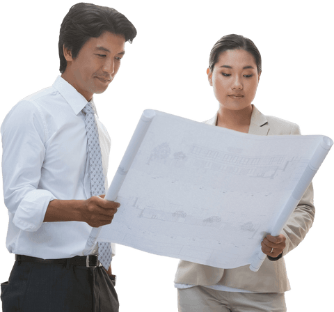 transparent engineers examining building blueprint together - Download Free Stock Videos Pikwizard.com