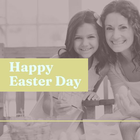 mother and daughter celebrating joyful easter with egg painting - Download Free Stock Templates Pikwizard.com