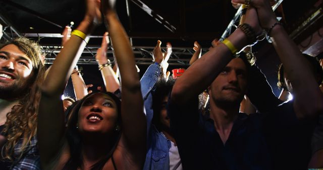 Lively Audience Cheering at Music Concert Night Venue - Download Free Stock Images Pikwizard.com