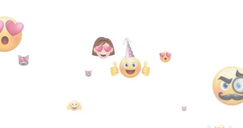 Colorful Emoji Icons on White Background Social Media Concept