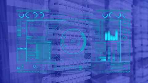 Digital Interface Overlay on Computer Server Racks