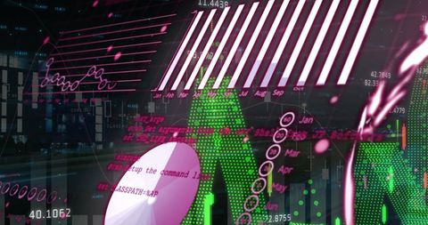 Abstract Digital Financial Data and Traffic at Night - Download Free Stock Images Pikwizard.com