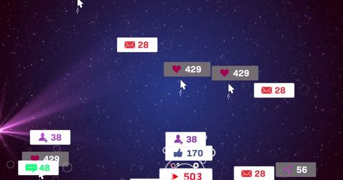 Social Media Icons Floating Over Starry Background - Download Free Stock Images Pikwizard.com