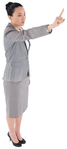 Businesswoman pointing decision gesture on transparent background