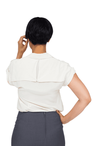 Caucasian businesswoman in formal attire with short hair transparent background