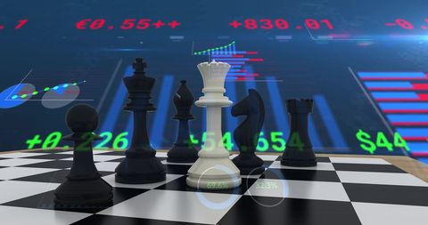 Chess on Digital Financial Data Display Symbolizing Strategy - Download Free Stock Images Pikwizard.com