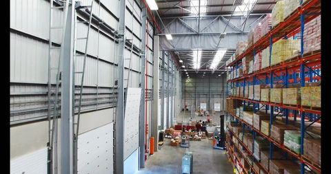 High-ceiling Warehouse Showing Tall Pallet Racking, Forklift and Organized Inventory