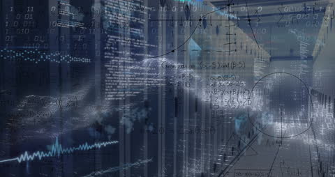 Futuristic Data Analysis Overlay in Technology Server Room