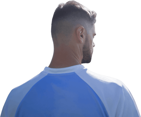 Rear View of Confident Football Player Isolated Transparent Background