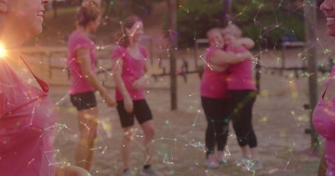 Diverse Women Celebrating at Outdoor Obstacle Course