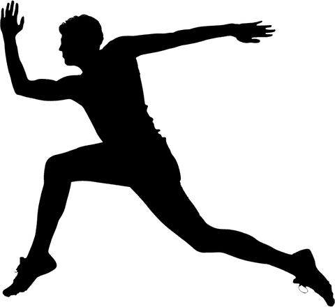 Running silhouette of man on transparent background for fitness promotions