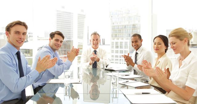 Business Team Clapping During Meeting in Modern Office - Download Free Stock Images Pikwizard.com