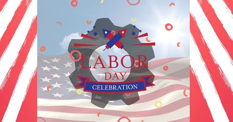 Labor Day Celebration over American Flag with Patriotic Design