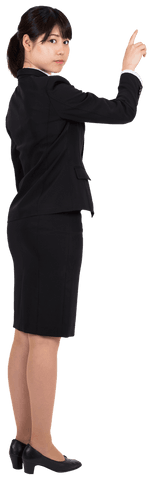 Asian Businesswoman Pointing with Determination Transparent Background