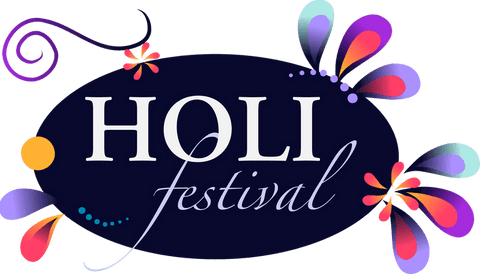 Transparent holi festival graphic with vibrant paint-drop motifs