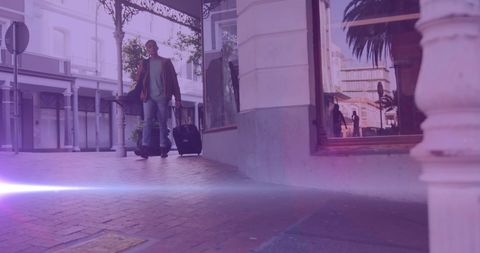 Urban morning commute with vibrant light effects