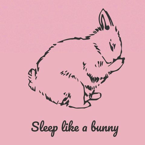Cute sleeping bunny on pink background illustration