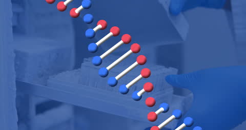 DNA Strand Animation with Laboratory Setting Blue Background