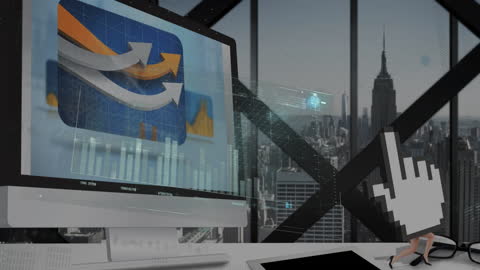 Digital Data Analysis with Tall Building View in Office