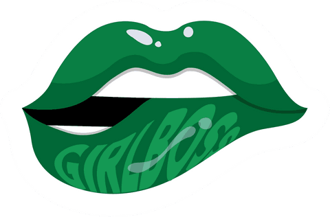 Green lips clipart with motivational text on transparent background