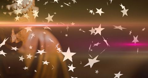 Monk statue in abstract starry glow with mystical design