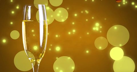 Champagne Glass with Floating Confetti on Yellow Background - Download Free Stock Images Pikwizard.com