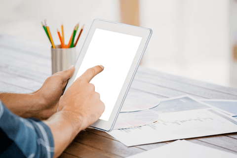 Transparent Tablet Usage with Charts in Background - Download Free Stock Videos Pikwizard.com