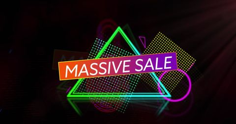 Colorful Massive Sale Digital Banner with Geometric Shapes