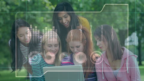 Diverse Students Enjoying Technology in Outdoor Learning