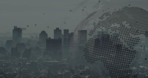 Digital World Overlay on Urban Cityscape Visualizes Global Connectivity - Download Free Stock Images Pikwizard.com