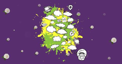 Cloud Network Icons on Purple Background