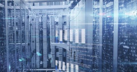 Advanced Data Center with Digital Analytics Overlays - Download Free Stock Images Pikwizard.com