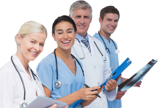 Caucasian Doctors Team Smiling on Transparent Background Isolated PNG - Download Free Stock Videos Pikwizard.com