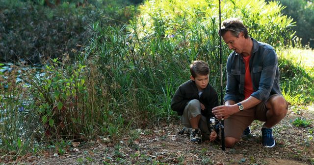 Father and Son Bonding in Nature with Camera - Download Free Stock Images Pikwizard.com