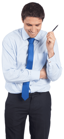 Transparent Businessman Smiling Holding Pen Isolated - Download Free Stock Videos Pikwizard.com