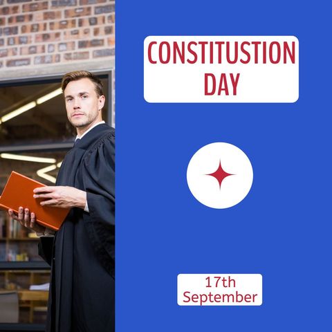 Constitution day celebration with attorney holding legal book