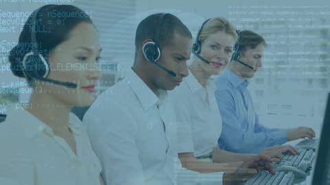 Diverse Customer Service Team Using Technology for Data Management